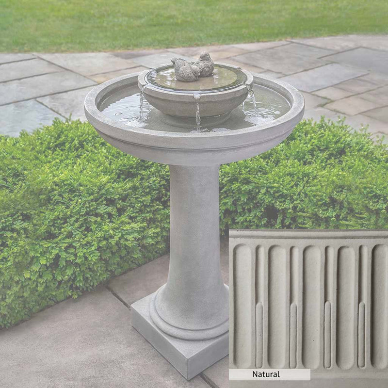 Natural Patina for the Campania International Dolce Nido Fountain is unstained cast stone the brightest and whitest that ages over time.