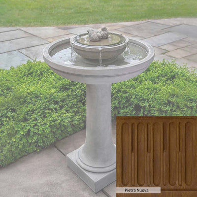 Pietra Nuova Patina for the Campania International Dolce Nido Fountain, a rich brown blended with black and orange.