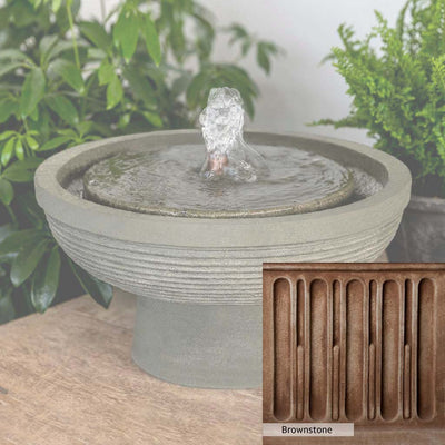 Brownstone Patina for the Campania International Faro Fountain, brown blended with hints of red and yellow, works well in the garden.