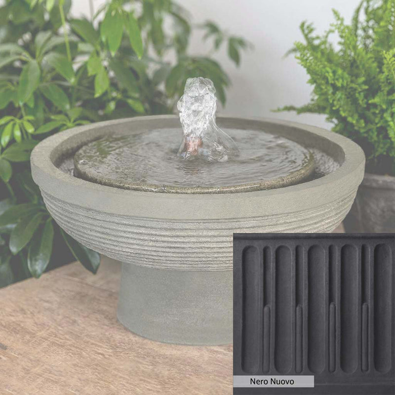 Nero Nuovo Patina for the Campania International Faro Fountain, bold dramatic black patina for the garden.