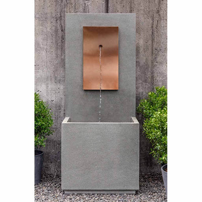 Campania International MC1 Fountain with Copper Face, adding interest to the garden with the sound of water. This fountain is shown in the Alpine Stone Patina.