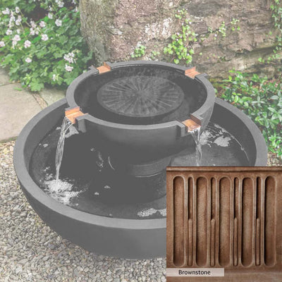 Brownstone Patina for the Campania International Del Rey Fountain, brown blended with hints of red and yellow, works well in the garden.