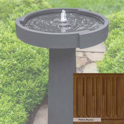 Pietra Nuova Patina for the Campania International Concept Birdbath Fountain, a rich brown blended with black and orange.