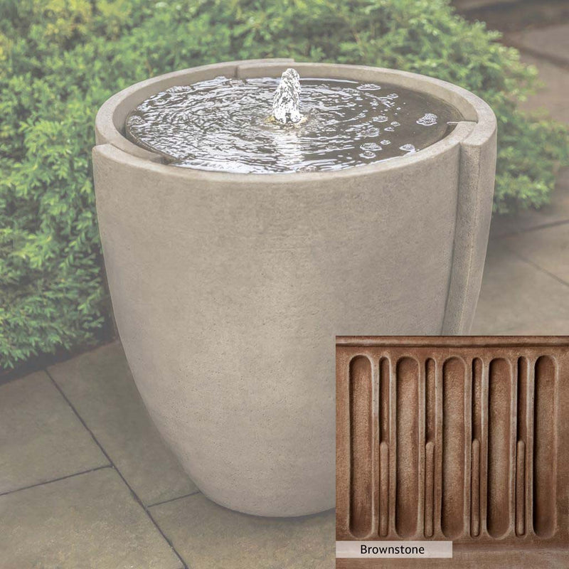 Brownstone Patina for the Campania International Concept Basin Fountain, brown blended with hints of red and yellow, works well in the garden.