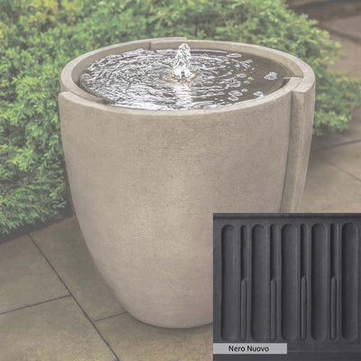 Nero Nuovo Patina for the Campania International Concept Basin Fountain, bold dramatic black patina for the garden.