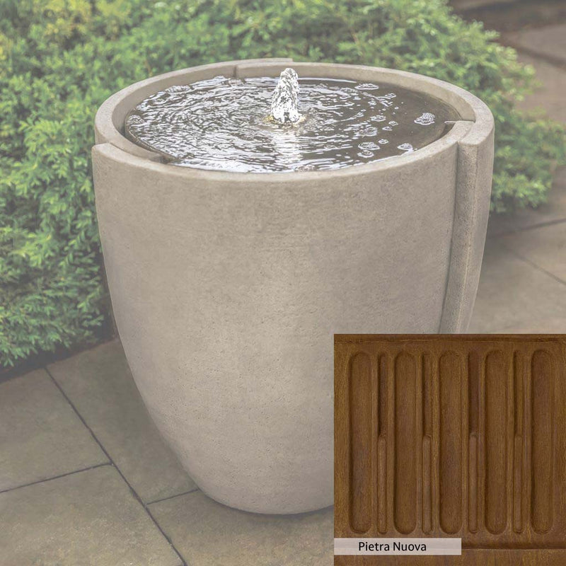 Pietra Nuova Patina for the Campania International Concept Basin Fountain, a rich brown blended with black and orange.
