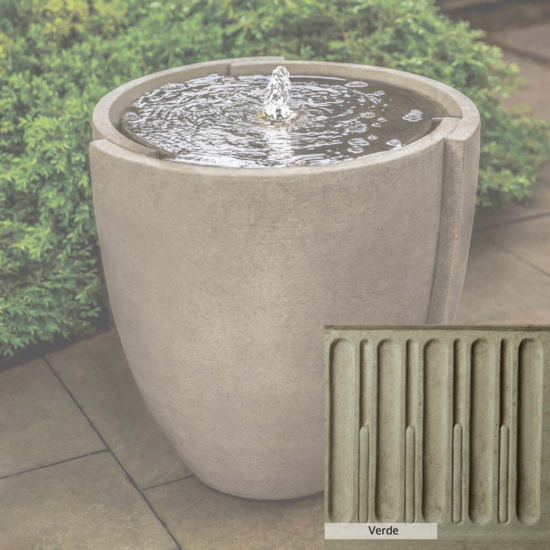 Verde Patina for the Campania International Concept Basin Fountain, green and gray come together in a soft tone blended into a soft green.