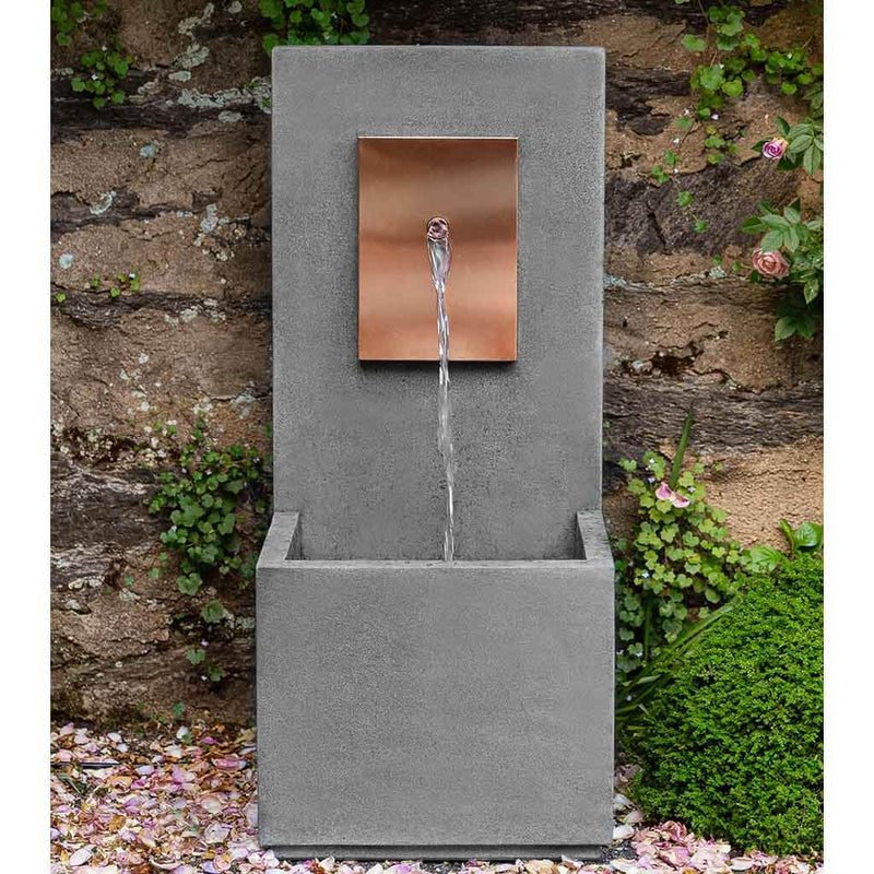 Campania International MC4 Fountain with Copper Face, adding interest to the garden with the sound of water. This fountain is shown in the Alpine Stone Patina.