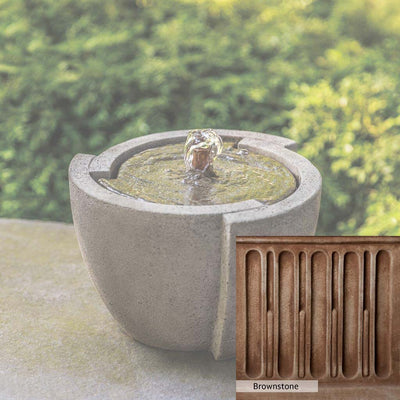 Brownstone Patina for the Campania International M-Series Concept Fountain, brown blended with hints of red and yellow, works well in the garden.