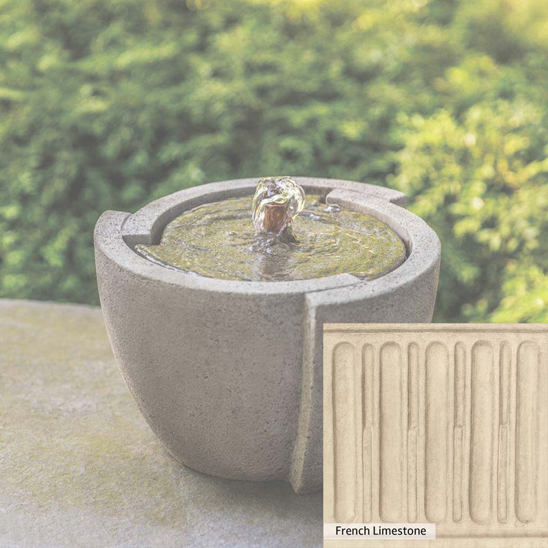 French Limestone Patina for the Campania International M-Series Concept Fountain, old-world creamy white with ivory undertones.
