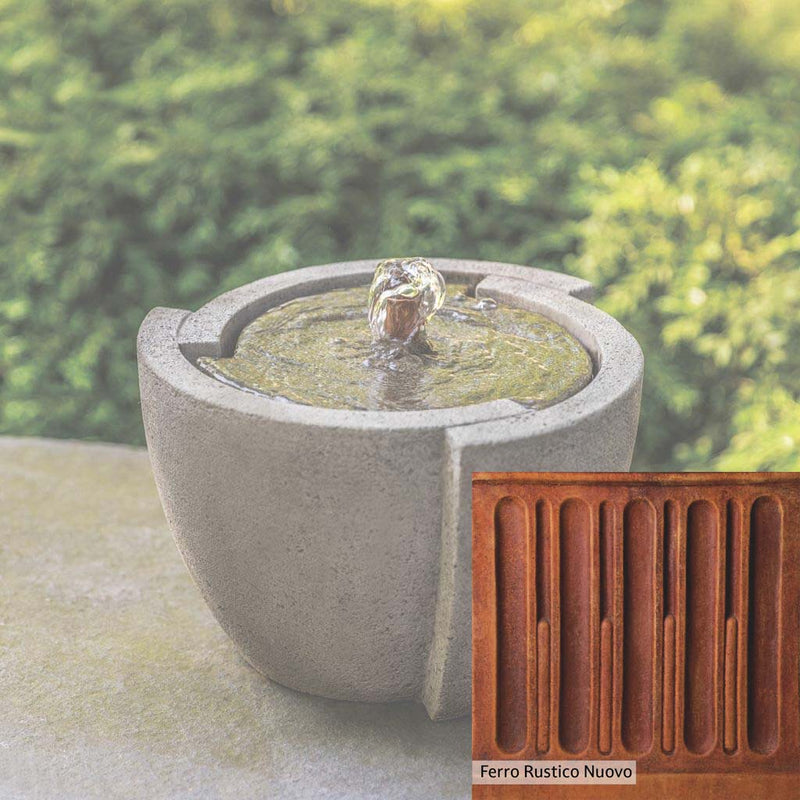 Ferro Rustico Nuovo Patina for the Campania International M-Series Concept Fountain, red and orange blended in this striking color for the garden.