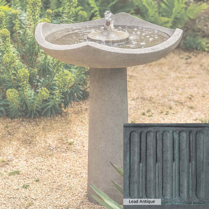 Lead Antique Patina for the Campania International Oslo Fountain, deep blues and greens blended with grays for an old-world garden.
