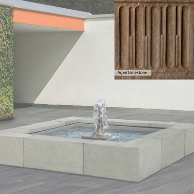 Aged Limestone Patina for the Campania International Concourse Fountain, brown, orange, and green for an old stone look.
