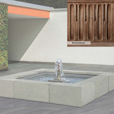 Brownstone Patina for the Campania International Concourse Fountain, brown blended with hints of red and yellow, works well in the garden.