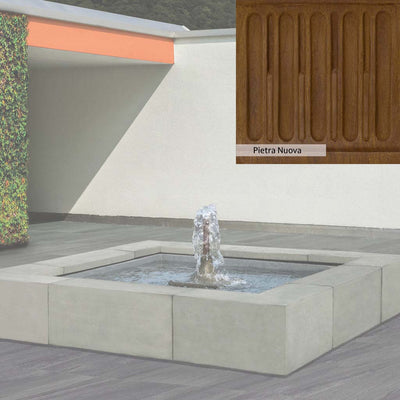 Pietra Nuova Patina for the Campania International Concourse Fountain, a rich brown blended with black and orange.