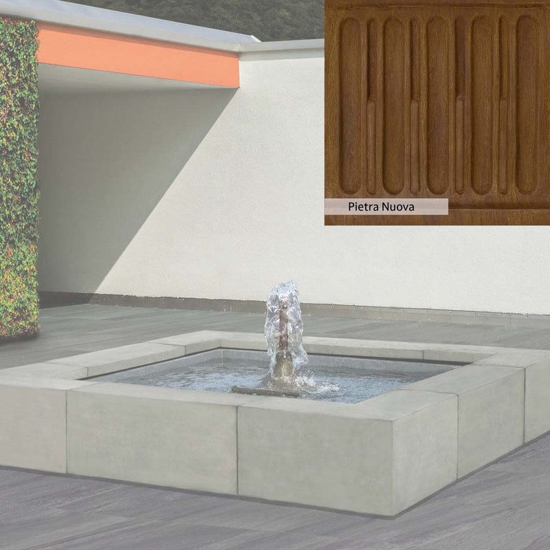 Pietra Nuova Patina for the Campania International Concourse Fountain, a rich brown blended with black and orange.