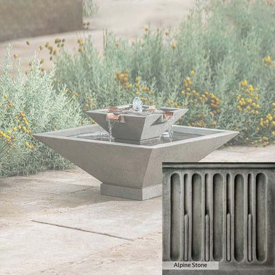 Alpine Stone Patina for the Campania International Facet Small Fountain, a medium gray with a bit of green to define the details.