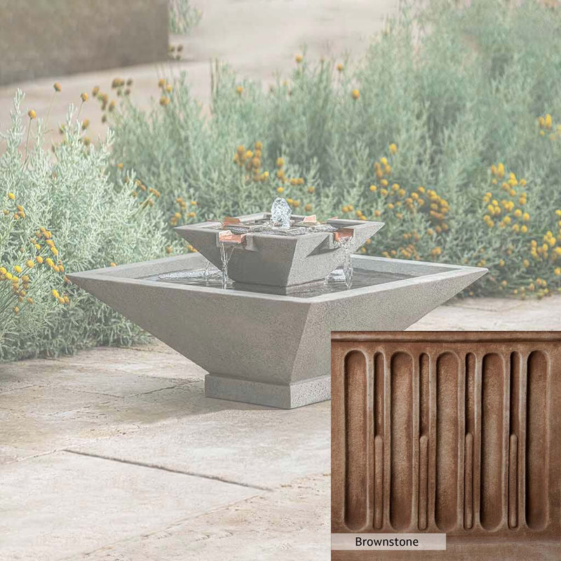 Brownstone Patina for the Campania International Facet Small Fountain, brown blended with hints of red and yellow, works well in the garden.