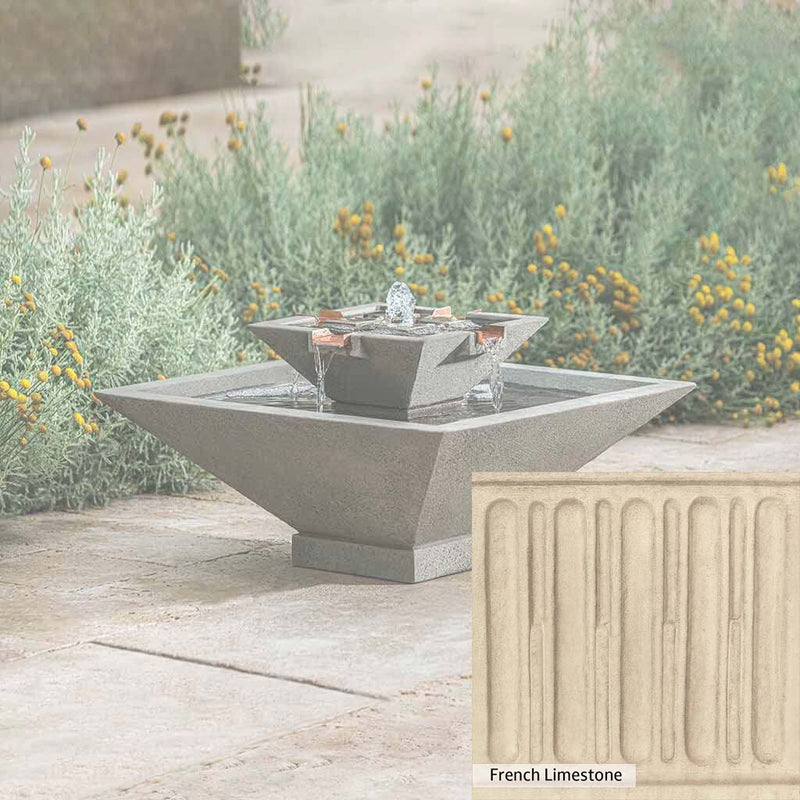 French Limestone Patina for the Campania International Facet Small Fountain, old-world creamy white with ivory undertones.