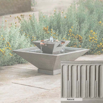 Natural Patina for the Campania International Facet Small Fountain is unstained cast stone the brightest and whitest that ages over time.