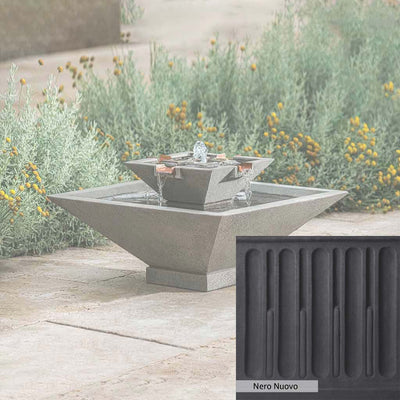 Nero Nuovo Patina for the Campania International Facet Small Fountain, bold dramatic black patina for the garden.