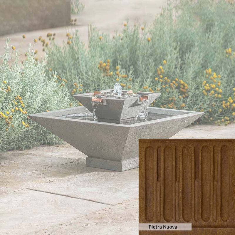 Pietra Nuova Patina for the Campania International Facet Small Fountain, a rich brown blended with black and orange.
