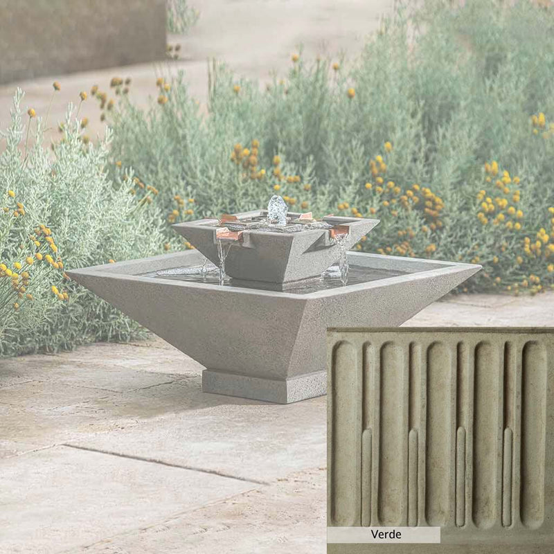 Verde Patina for the Campania International Facet Small Fountain, green and gray come together in a soft tone blended into a soft green.