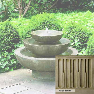 English Moss Patina for the Campania International Platia Fountain, green blended into a soft pallet with a light undertone of gray.