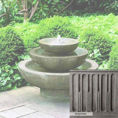 Greystone Patina for the Campania International Platia Fountain, a classic gray, soft, and muted, blends nicely in the garden.