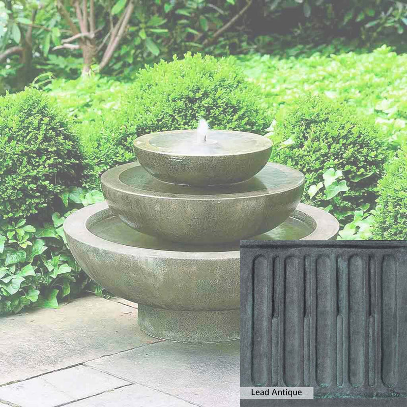 Lead Antique Patina for the Campania International Platia Fountain, deep blues and greens blended with grays for an old-world garden.