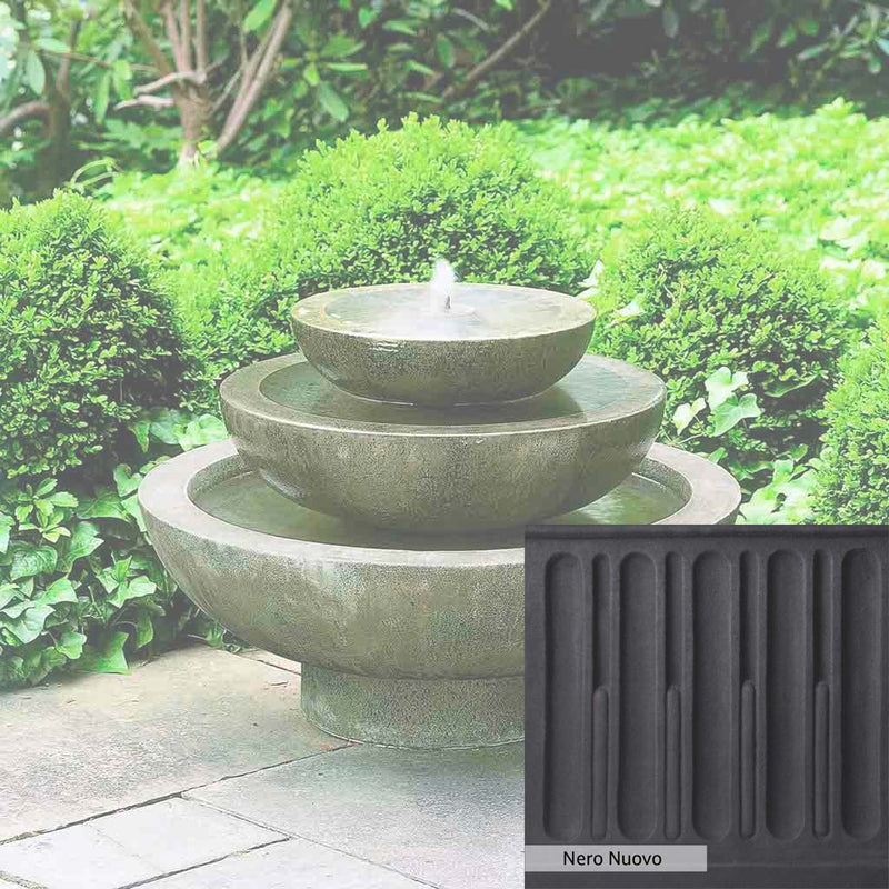 Nero Nuovo Patina for the Campania International Platia Fountain, bold dramatic black patina for the garden.