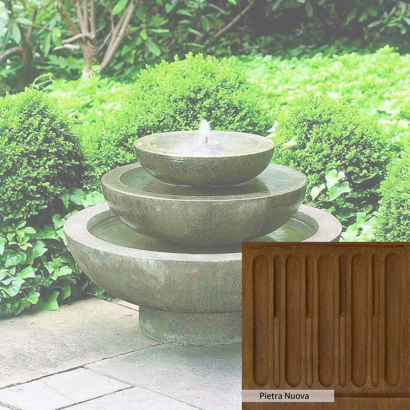 Pietra Nuova Patina for the Campania International Platia Fountain, a rich brown blended with black and orange.
