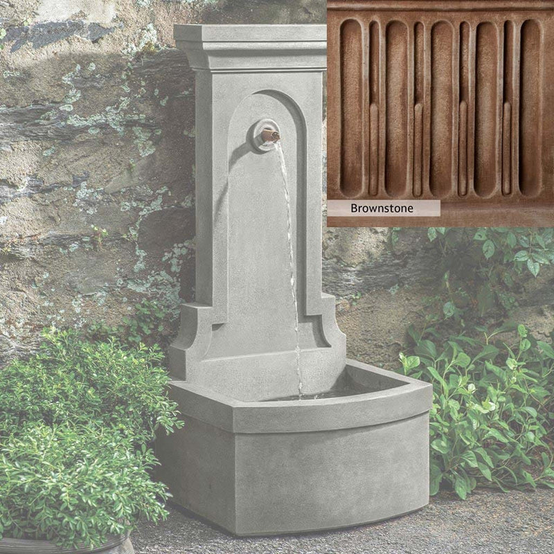 Brownstone Patina for the Campania International Loggia Fountain, brown blended with hints of red and yellow, works well in the garden.