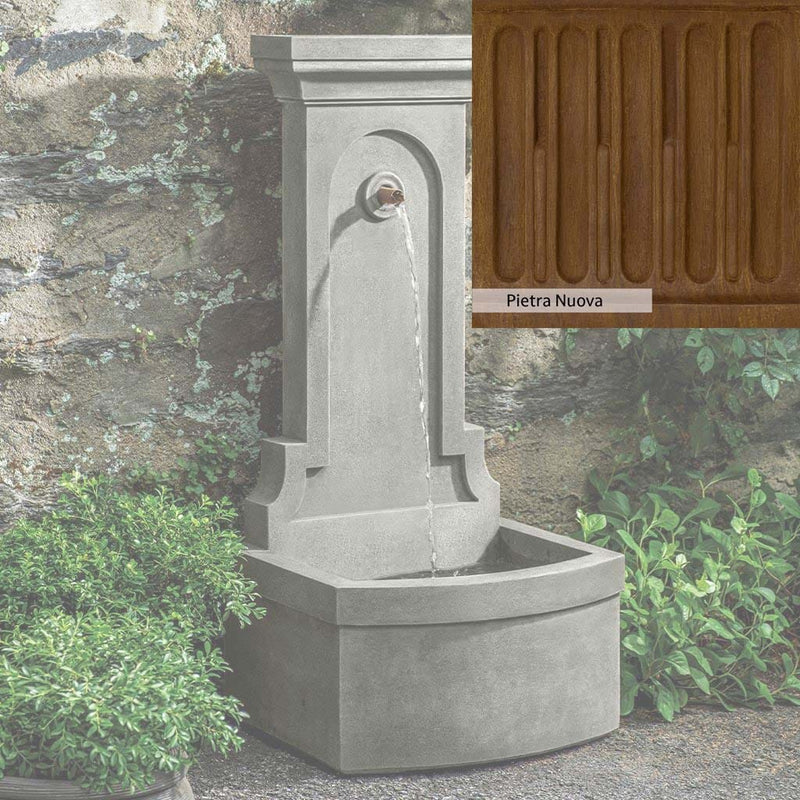 Pietra Nuova Patina for the Campania International Loggia Fountain, a rich brown blended with black and orange.