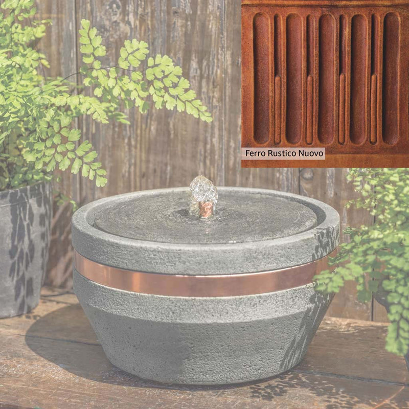 Ferro Rustico Nuovo Patina for the Campania International M-Series Bevel Fountain, red and orange blended in this striking color for the garden.