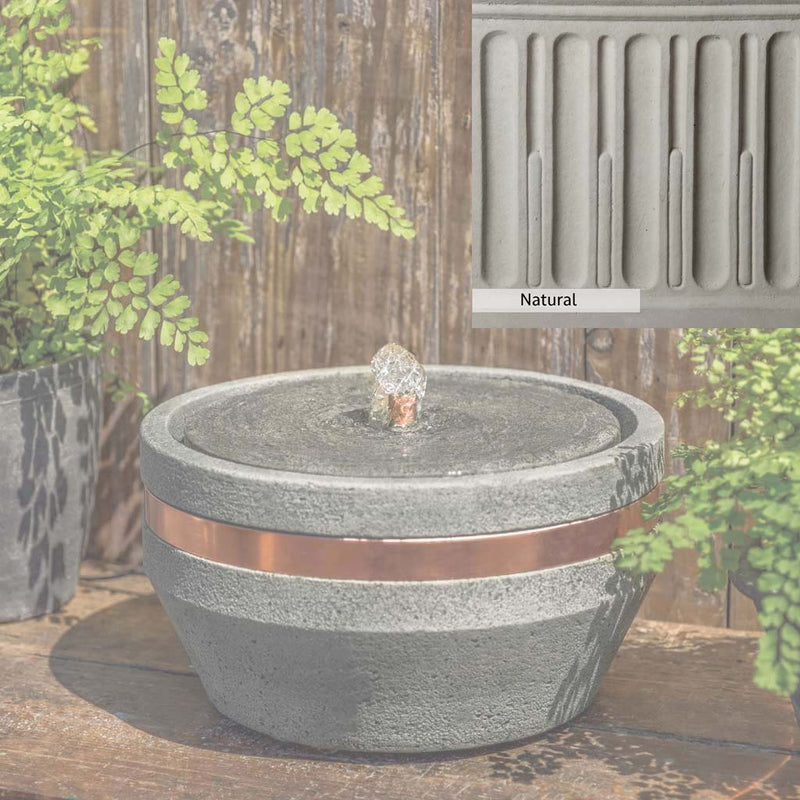 Natural Patina for the Campania International M-Series Bevel Fountain is unstained cast stone the brightest and whitest that ages over time.