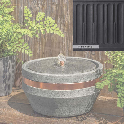 Nero Nuovo Patina for the Campania International M-Series Bevel Fountain, bold dramatic black patina for the garden.