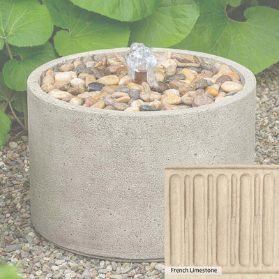 French Limestone Patina for the Campania International Salinas Pebble Fountain, old-world creamy white with ivory undertones.