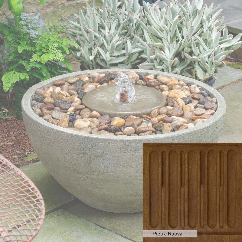 Pietra Nuova Patina for the Campania International Portola Pebble Fountain, a rich brown blended with black and orange.