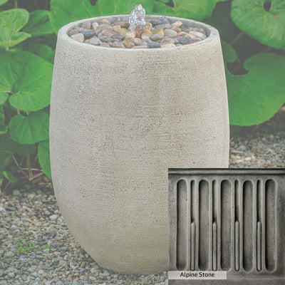 Alpine Stone Patina for the Campania International Bebel Pebble Tall Fountain, a medium gray with a bit of green to define the details.