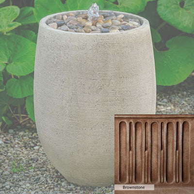Brownstone Patina for the Campania International Bebel Pebble Tall Fountain, brown blended with hints of red and yellow, works well in the garden.