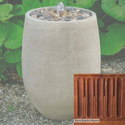 Ferro Rustico Nuovo Patina for the Campania International Bebel Pebble Tall Fountain, red and orange blended in this striking color for the garden.