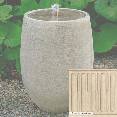 French Limestone Patina for the Campania International Bebel Tall Fountain, old-world creamy white with ivory undertones.