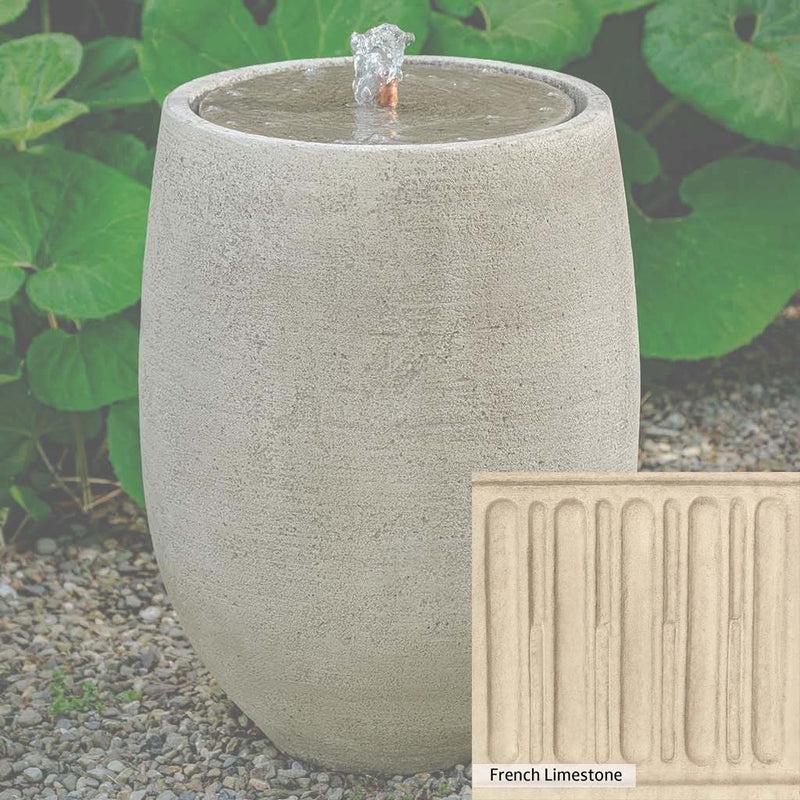 French Limestone Patina for the Campania International Bebel Tall Fountain, old-world creamy white with ivory undertones.