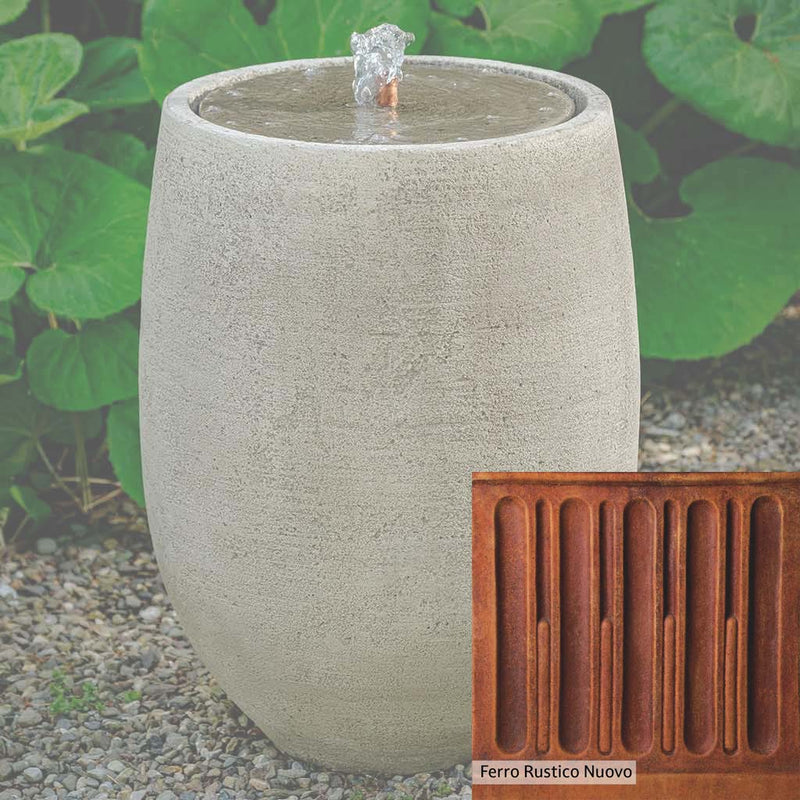 Ferro Rustico Nuovo Patina for the Campania International Bebel Tall Fountain, red and orange blended in this striking color for the garden.