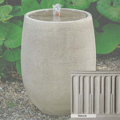 Natural Patina for the Campania International Bebel Tall Fountain is unstained cast stone the brightest and whitest that ages over time.