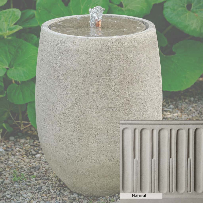 Natural Patina for the Campania International Bebel Tall Fountain is unstained cast stone the brightest and whitest that ages over time.