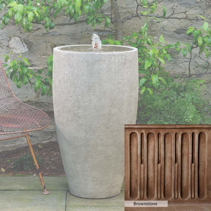 Brownstone Patina for the Campania International Manzanita Fountain, brown blended with hints of red and yellow, works well in the garden.