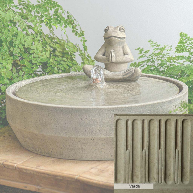 Verde Patina for the Campania International Yoga Frog Beveled Fountain, green and gray come together in a soft tone blended into a soft green.