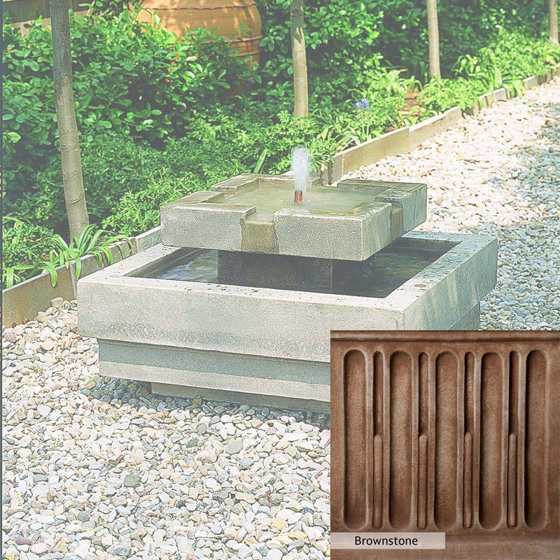 Brownstone Patina for the Campania International Escala Fountain, brown blended with hints of red and yellow, works well in the garden.